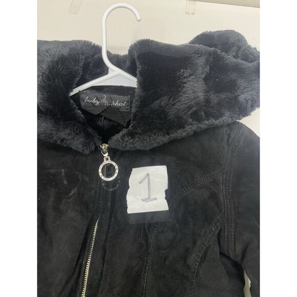 Baby Phat Womens Jacket Size Small Black Leather Faux Fur Lined Hooded ZipUp Y2K - Picture 14 of 14